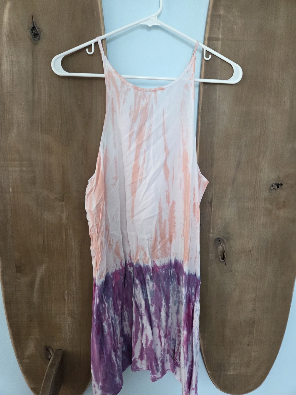Rusty Peach and Purple Tie-Dye Mini Dress